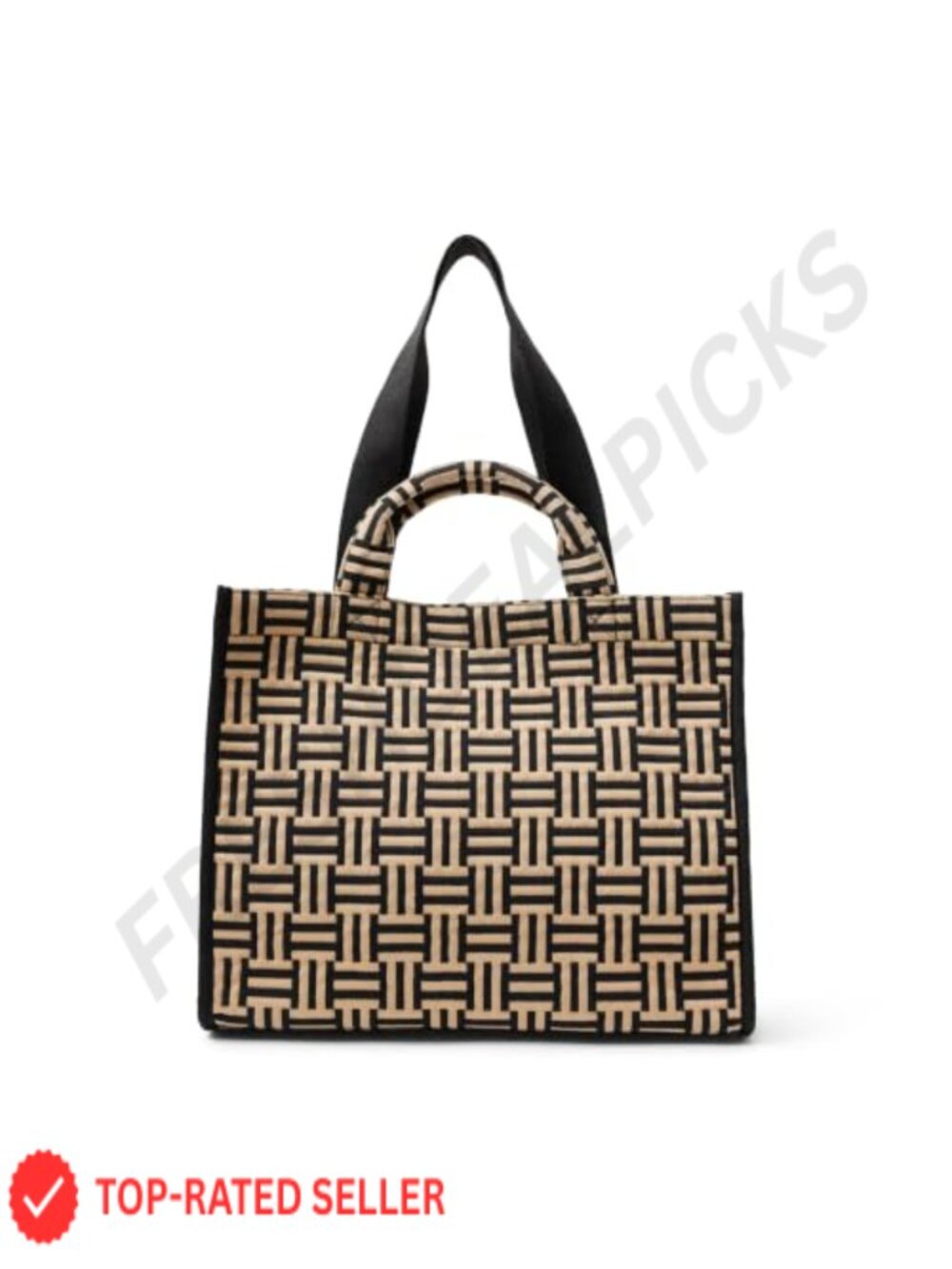 Women's Jacquard Tote Bag Cotton Structured Shoulder Purse